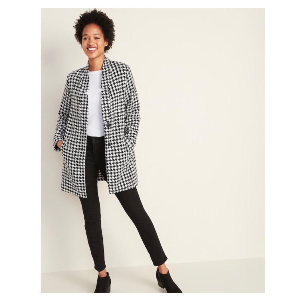 Textured Houndstooth Coat